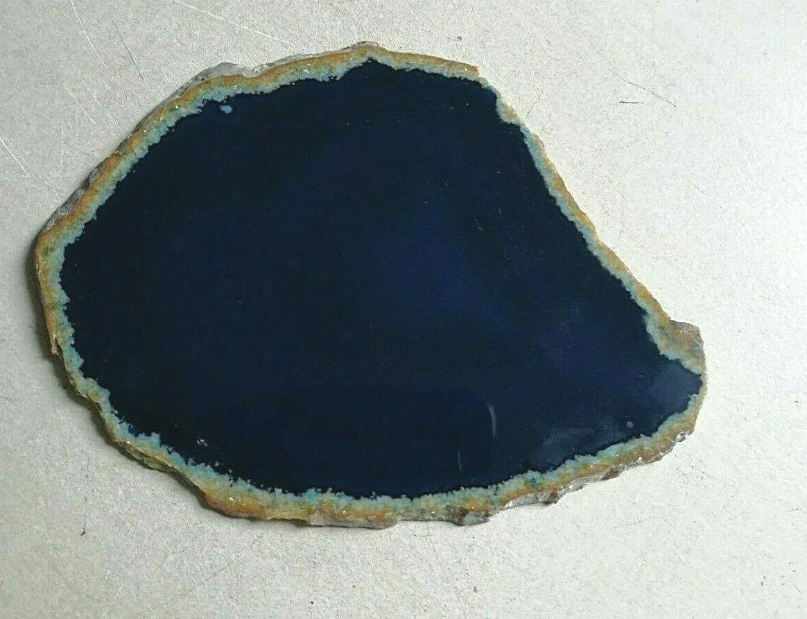 Tranche agate bleue polie long 12 cm / 88,97 g Rio Grande do Sul - Brésil